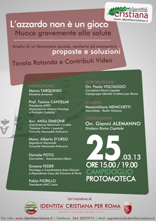 Tonino Cantelmi, convegni 2013 dipendenza patologica